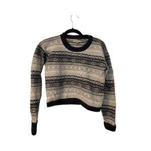 Burberry Brit Wool Cashmere Fair Isle Sweater Grey Black XL Pullover